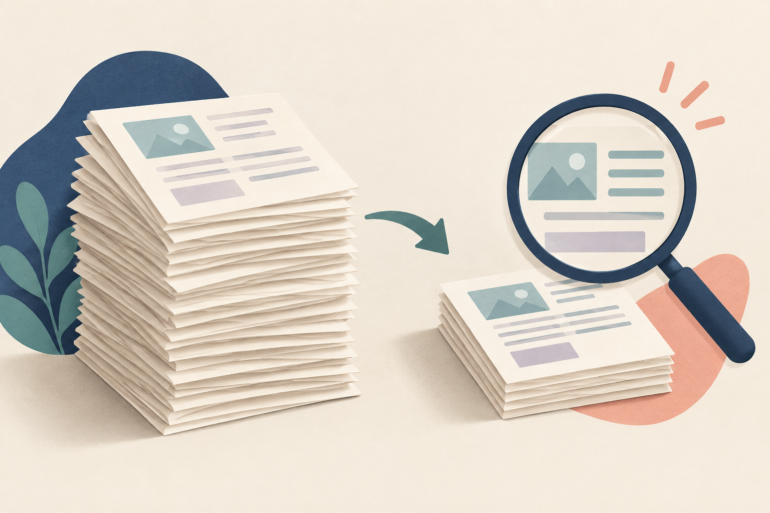 Document compression with a magnifying glass checking readability
